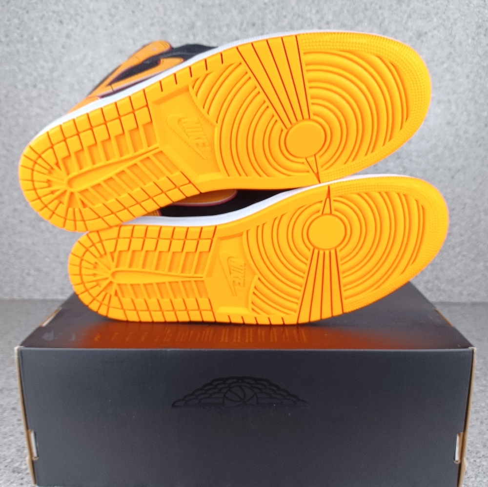 Nike Air Jordan 1 Mid Fat Tongue Black Vivid Orange - Men's Size 11 Shoes - Picture 8 of 12